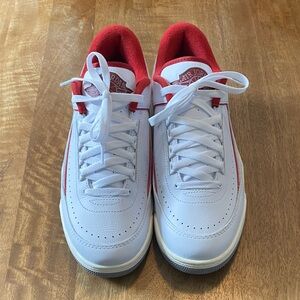Jordan 2/3 White and Varsity Red Sneakers